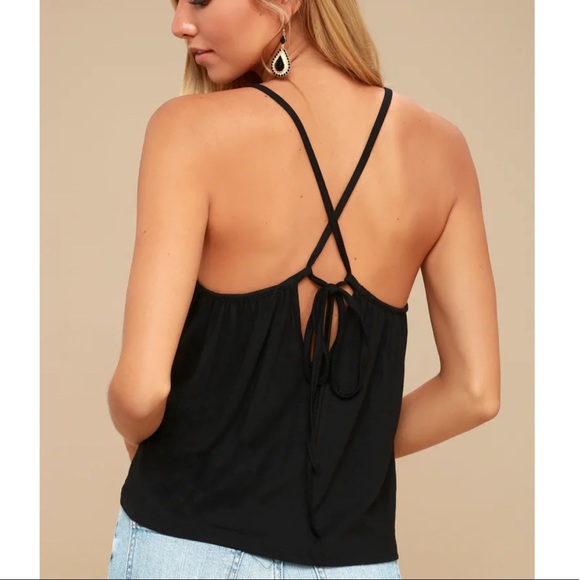Lulu’s Tie Back Tank Strap Top black women’s M - Picture 1 of 6